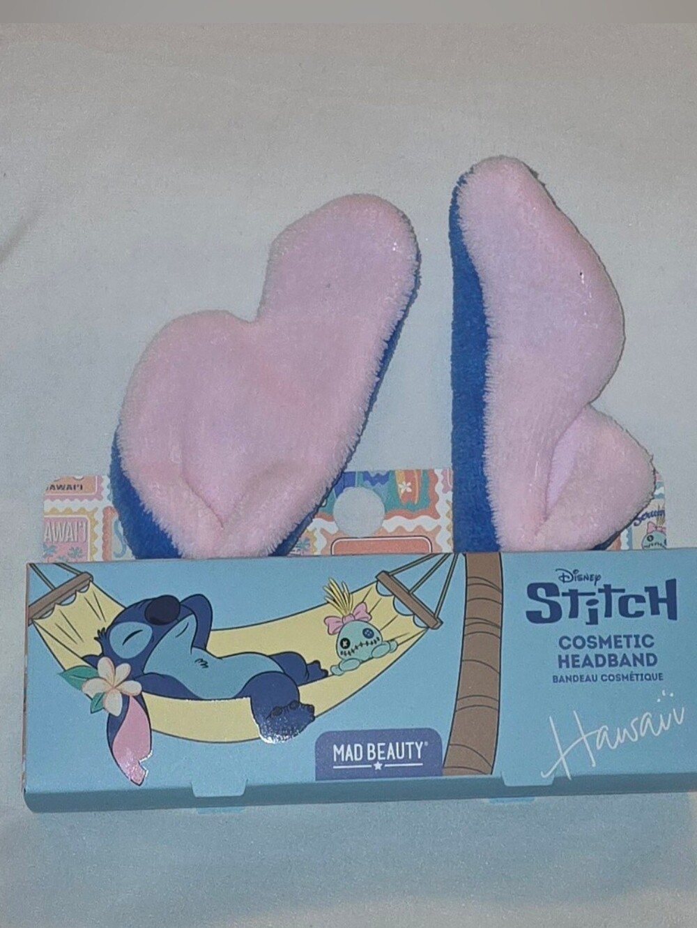 Disney Stitch Cosmetic Headband Mad Beauty Blue & Pink 100% Polyester Plush Fun